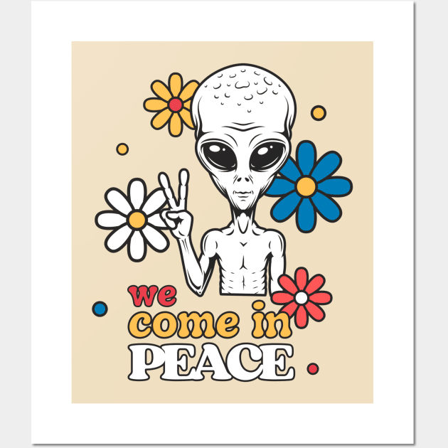 We Come In Peace Alien Wall Art by Craftee Designs